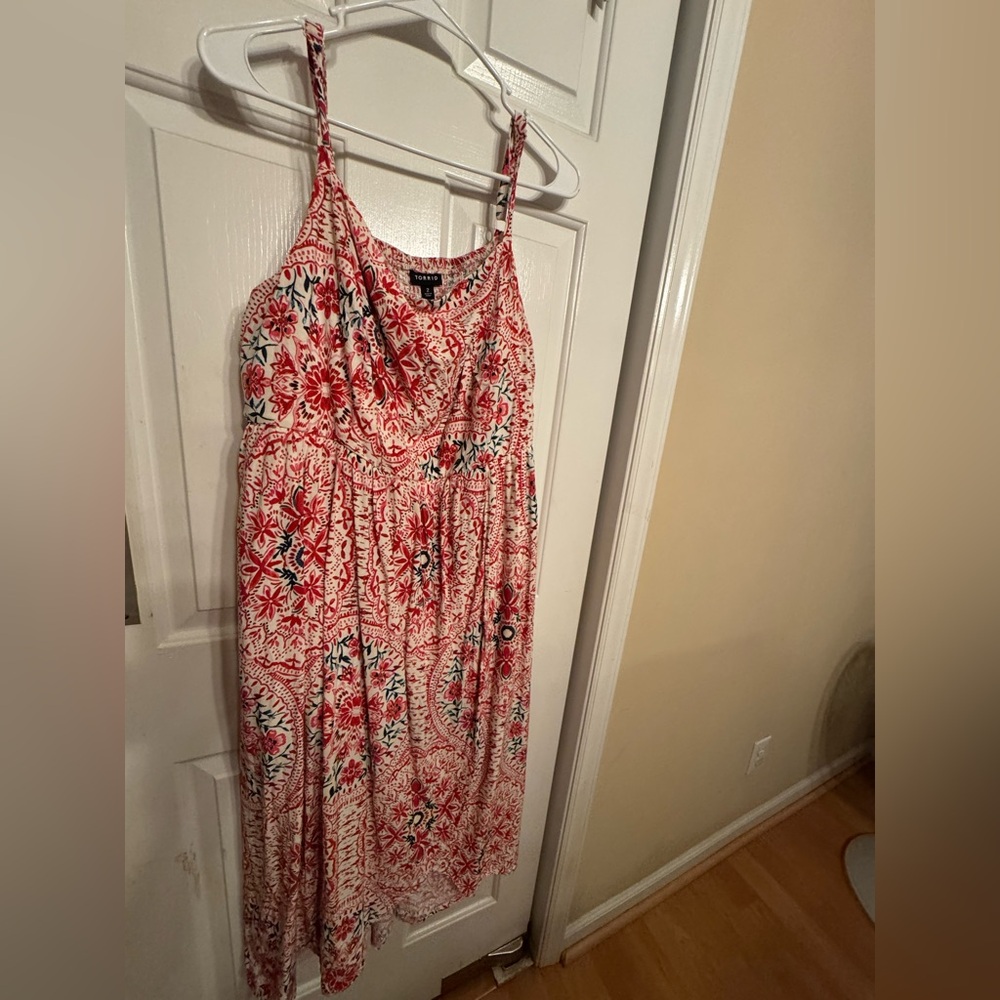 Torrid Red and White Dress with pockets.